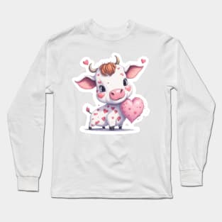 Minimal Cute Baby Cow Long Sleeve T-Shirt